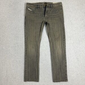 Diesel Shioner Jeans Men 32x30 Slim Skinny Unique Striped Gray Dark Wash 0R408